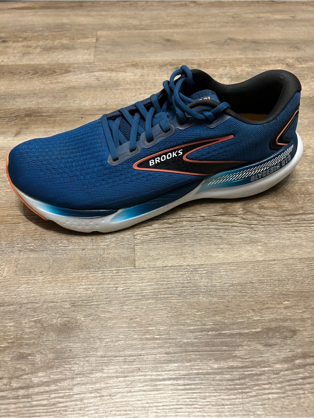 Brooks Glycerin 21 Men’s Size 12.5 Running Athletic Shoes Blue Orange Accents - Picture 7 of 11